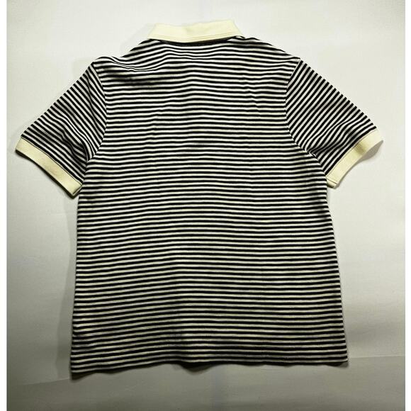 Mr. P Men's Short Sleeve Knitted Blue White Striped Polo Shirt - Size L - Picture 2 of 5
